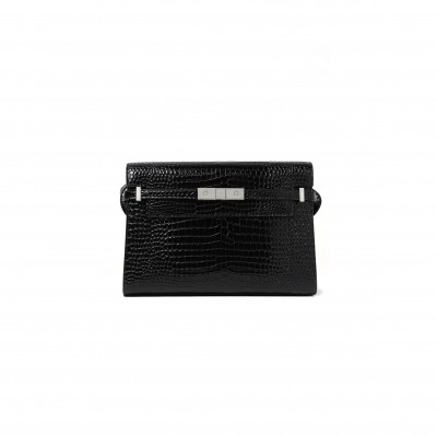 YSL MANHATTAN SHOULDER BAG IN SHINY CROCODILE-EMBOSSED LEATHER 579271DND0J1000 (29*20*7.5cm)